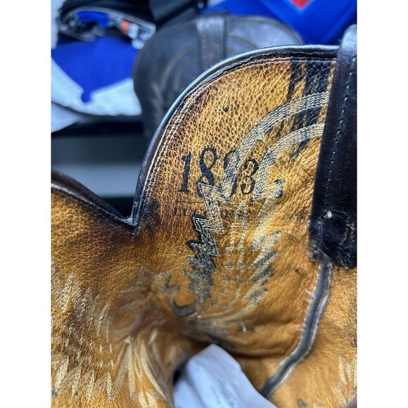 Lucchese 1883 Snip Toe Cowboy Boots Mens Size 8 D Black Leather - Picture 16 of 16